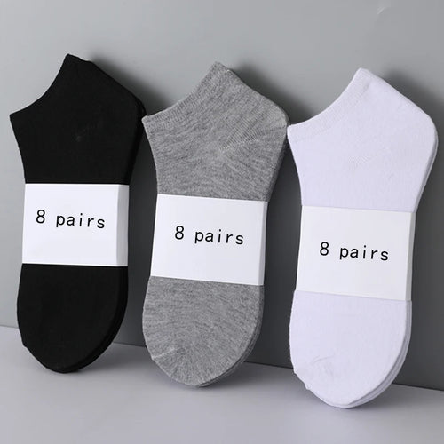 8 Pairs Women/Men Boat Socks Invisible Low Cut Silicone Non-Slip Summer No-Show Ankle Socks Solid Color Casual Breathable