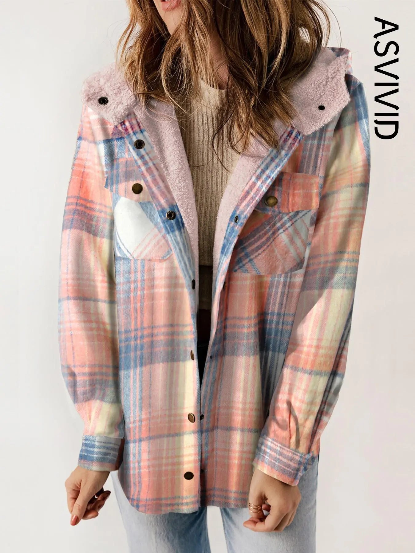 Plaid Hooded Casual Outerwear